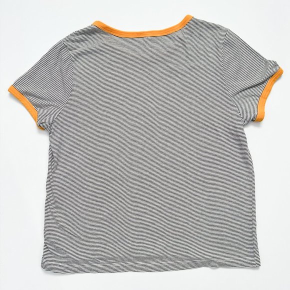 H&M Divided Basic Yellow Black White Striped Short Sleeve Ringer Tee (Large) - Picture 2 of 4